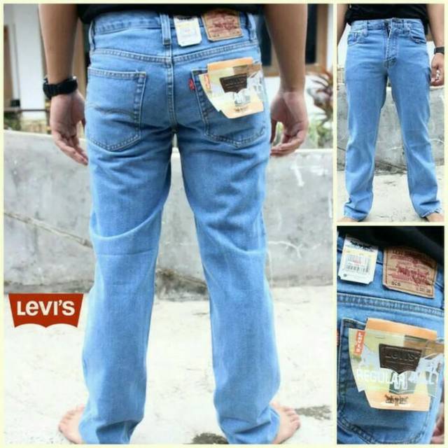 CELANA JEANS PRIA STANDAR REGULER PREMIUM BASIC 28 - 38 bisa COD Hitam Abu Birumuda Biru Biowash Blueblack