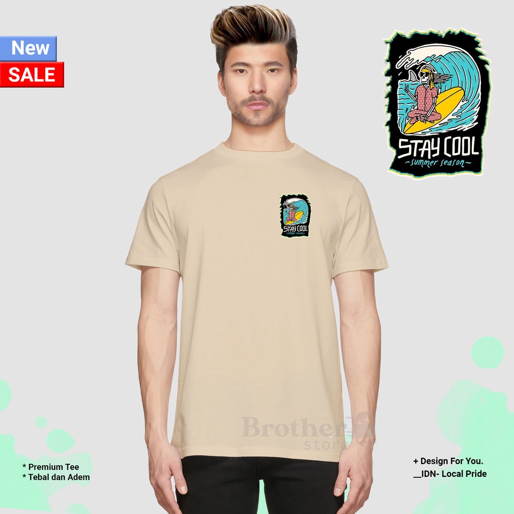 BROTHERSTORE - Kaos Distro Pria - KAOS COWOK CEWEK - Kaos Kata Kata - staycoll Usa Text PUTIH Premium