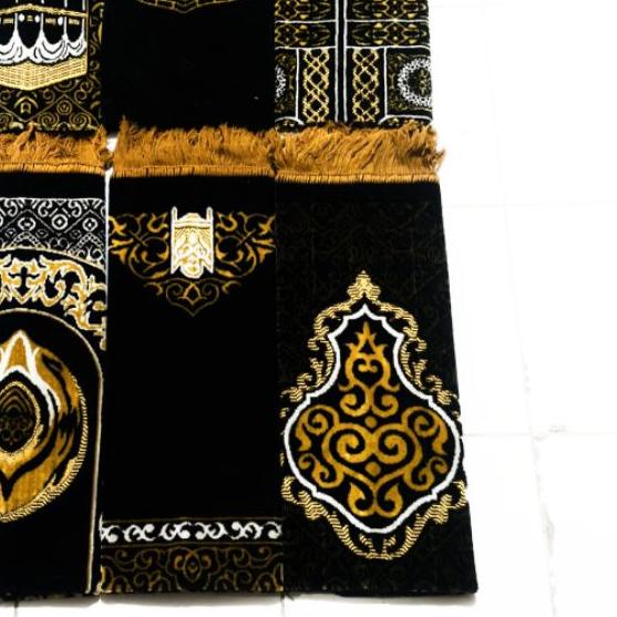 ☚ Sajadah Turki Hitam Motif Kiswah Ukuran Sedang Murah ○
