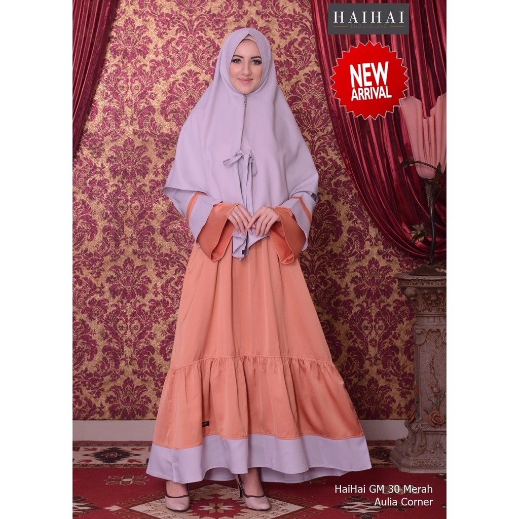 GROSIR Baju Gamis Murah HaiHai GM 30 Merah Bata ORIGINAL Baju Gamis Model Sekarang
