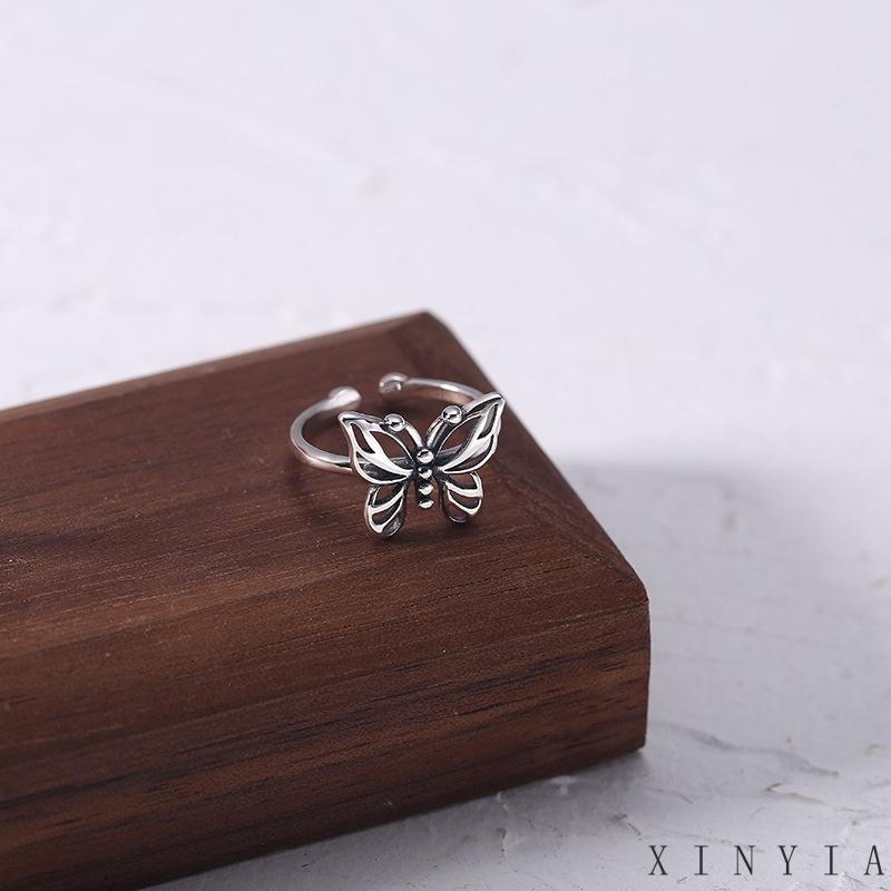 Cincin Desain Kupu-Kupu Hollow Out Gaya Vintage Untuk Sahabat