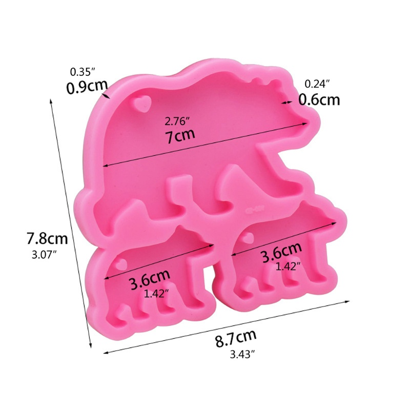 SIY  Walking Polar Bear Baby Mom Set Keychain Silicone Mold with Hole Bear Family Pendant DIY Epoxy Resin Casting Molds Kit