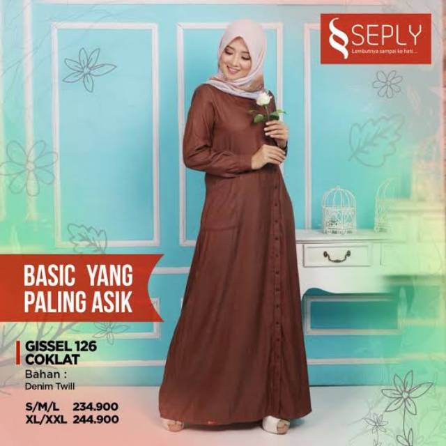 Gamis Katun Original SEPLY GISSEL 126 Coklat