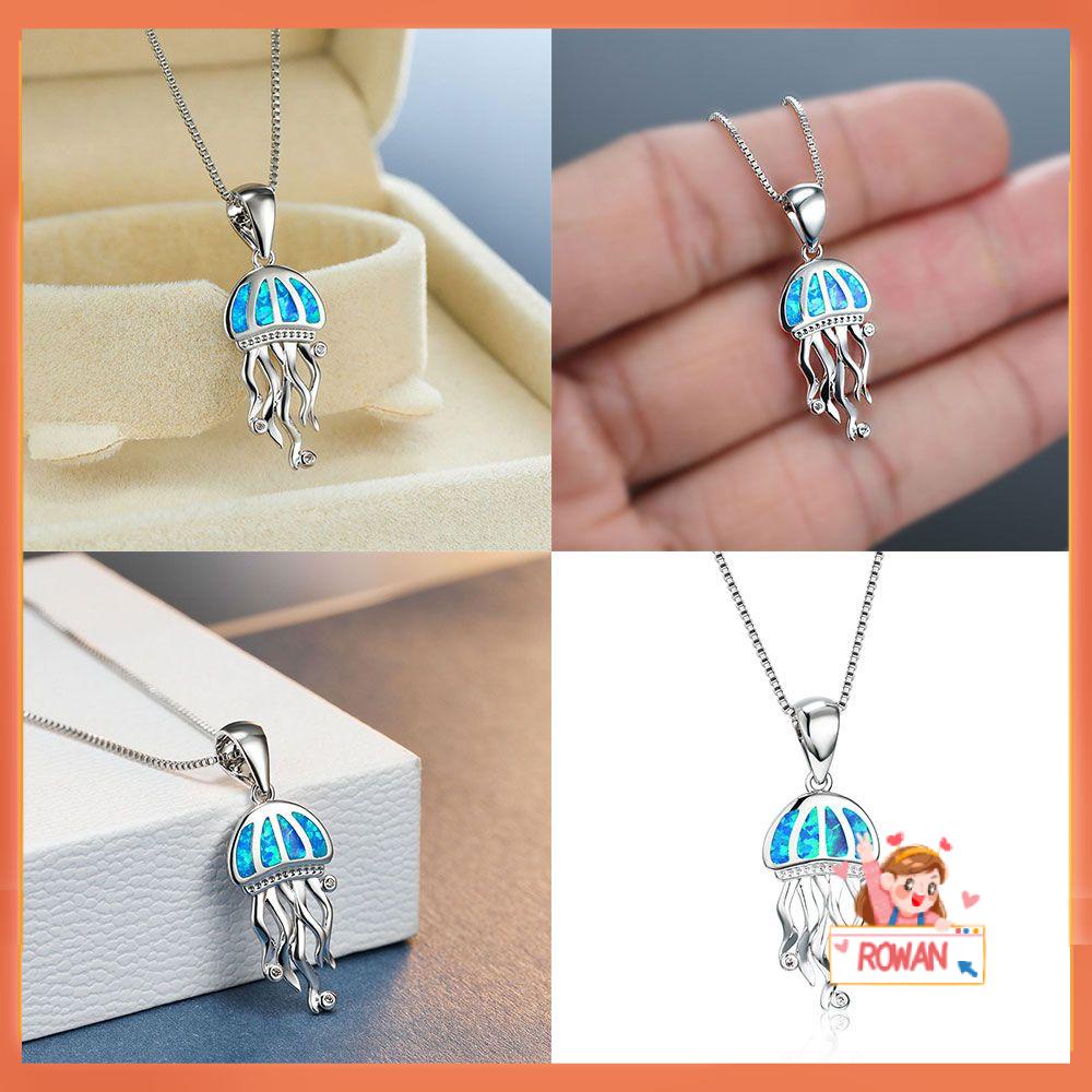 ROW New Pendant Luxury Blue Necklaces Gift Jellyfish Animal Jewelry Fashion Female