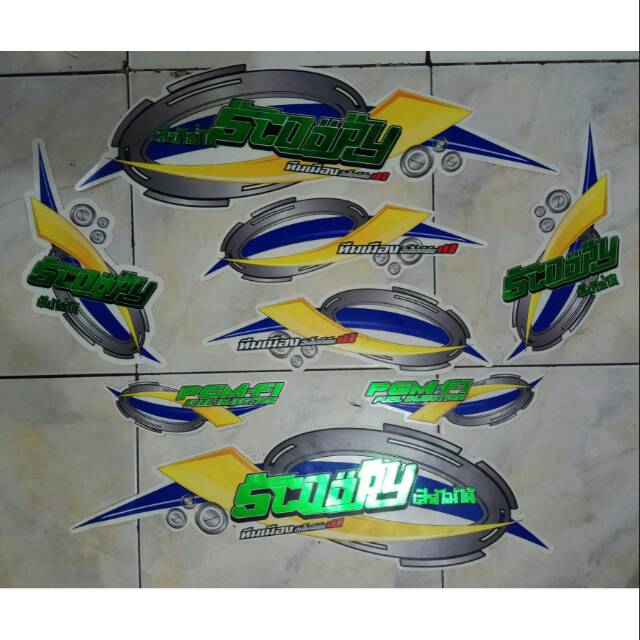 Striping transparan all Scoopy plus font green