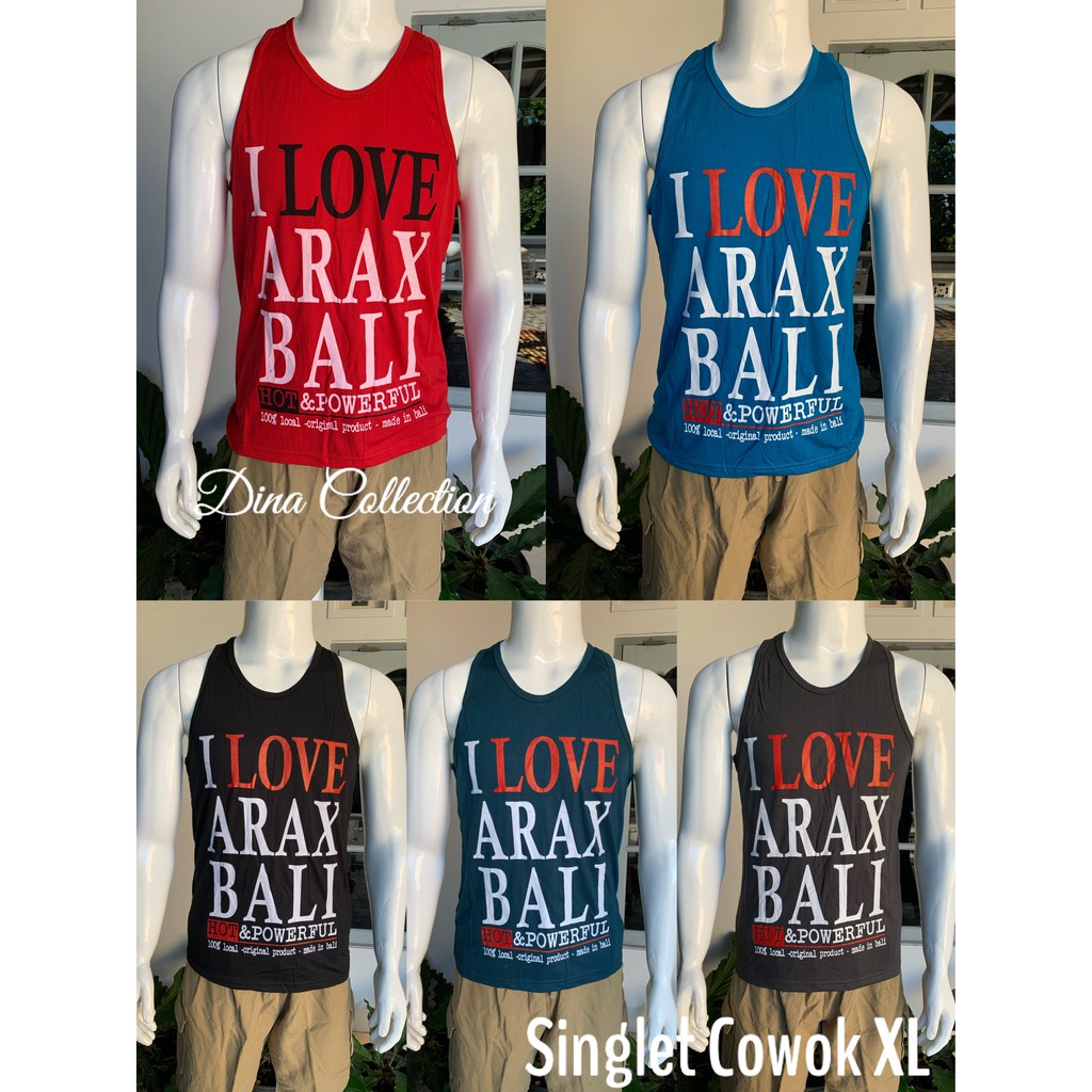 KAOS SINGLET COWOK MOTIF ILOVE A* BALI