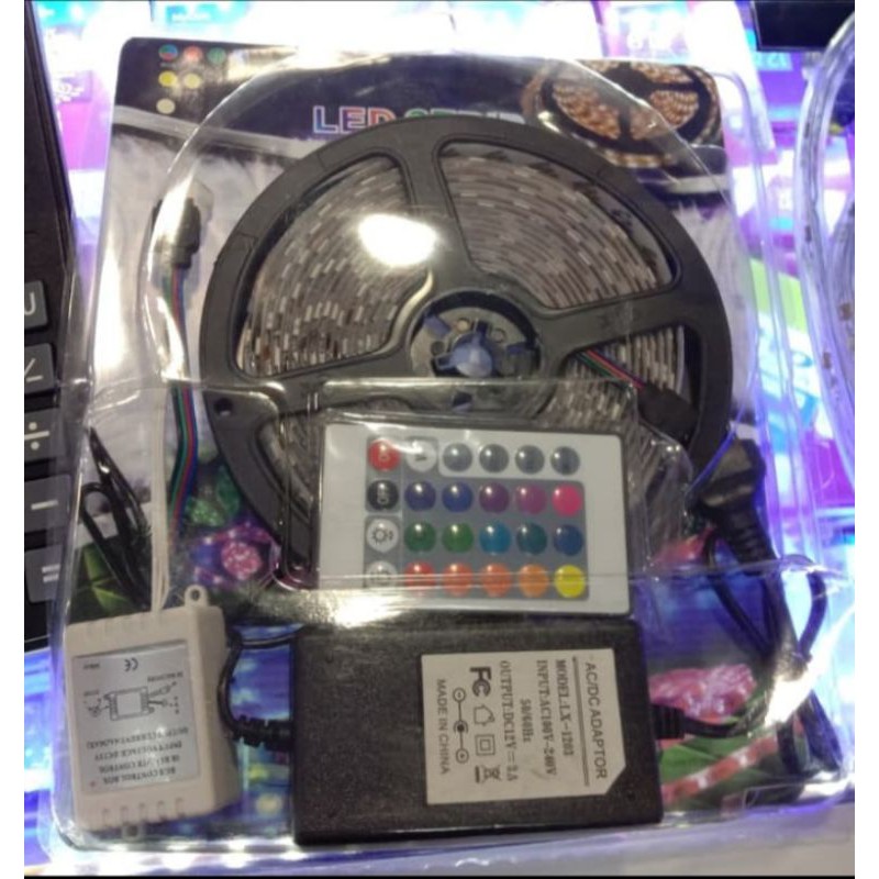 Lampu Strip LED 5050 Remote IP44 5Meter warna_putih_kuning_ungu_pink_merah_hijau_biru_orange