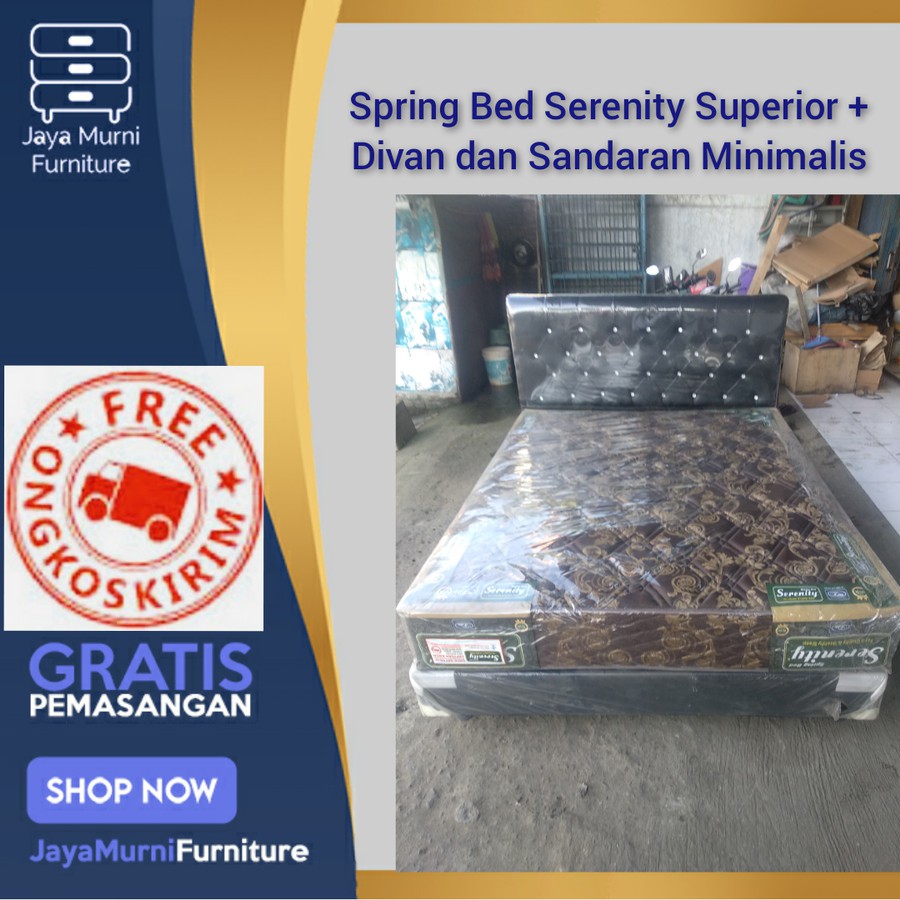 Spring Bed 160 x 200 Serenity Superior Sandaran dan Divan Minimalis