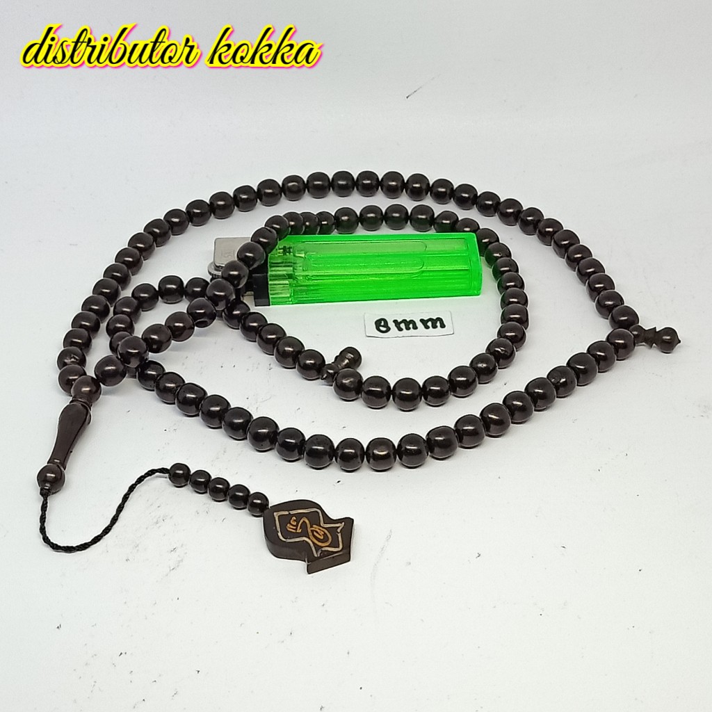 ( SUPER MURAH ) Tasbih Kokka kaukah 99 bulat terompah 8,5 mm hitam