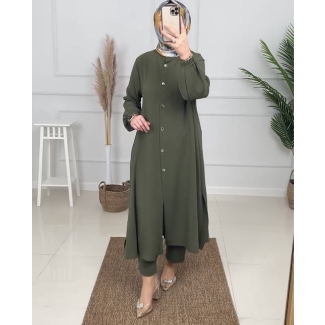 Mia Oneset | Stelan Wanita Premium Busui Friendly-Army