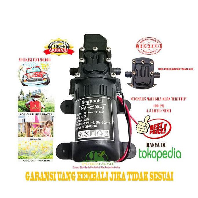 Dinamo Nagasaki Sprayer Elektrik 12v DC Pompa Air Minum Kangen water