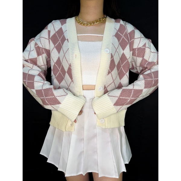 argyle cardigan