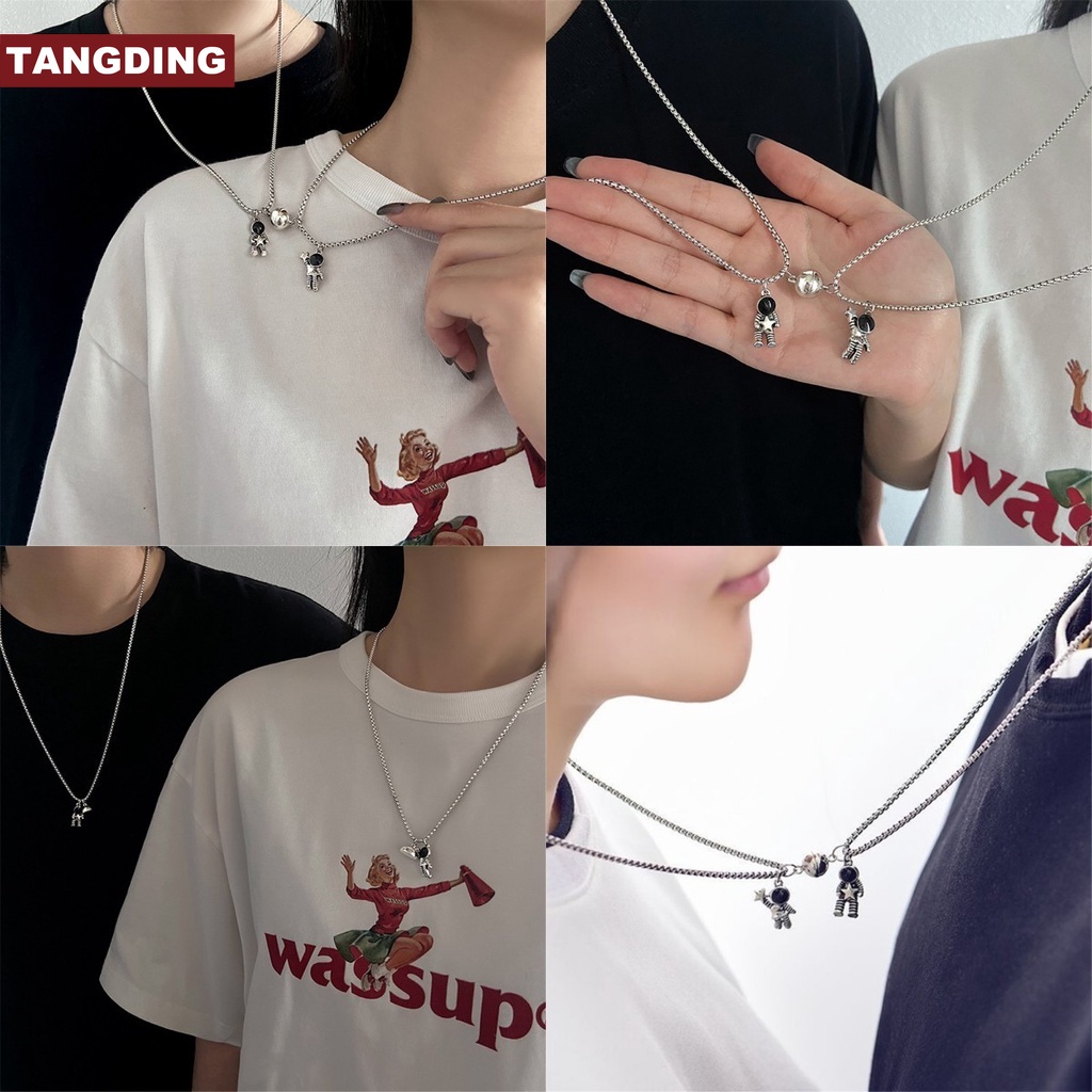 【COD Tangding】2pcs/set Boudoir Astronauts Pick Star To You Astronauts Simple Beads Chain Necklace Fashion Accessories