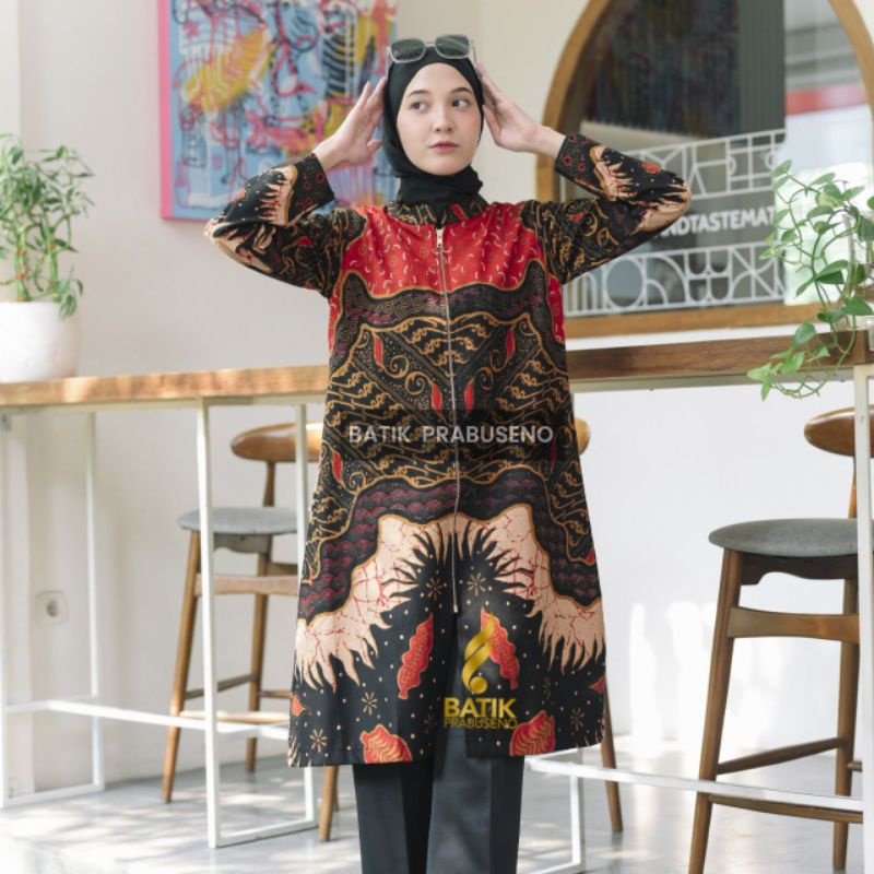 PRABUSENO// Tunik Kalingga Hitam Atasan Baju Batik Wanita Prabuseno Original Asli Batik Kerja Batik 