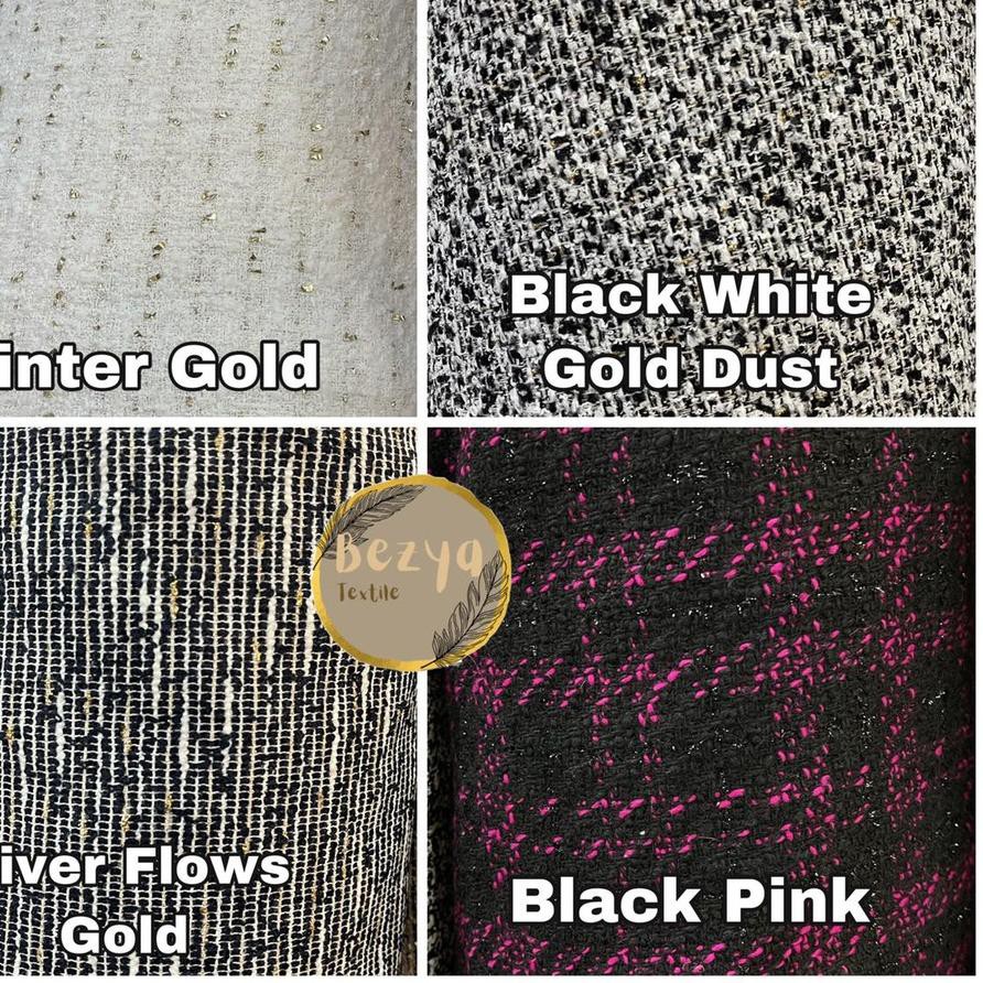 ❊ Kain Tweed /Kain Chanel / Linen Fancy / Tweed / Tweed Import / Kain Wool Rajut Acrylic Bahan Blaze