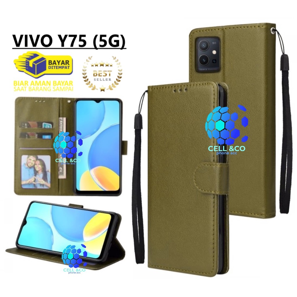 NEW VIVO Y75 (5G) FLIP COVER CASE FLIP LEATHER WALLET PREMIUM FLIP CASE BUKA TUTUP KESING HP CASING FLIP CASE WALLET VIVO Y75 (5G)