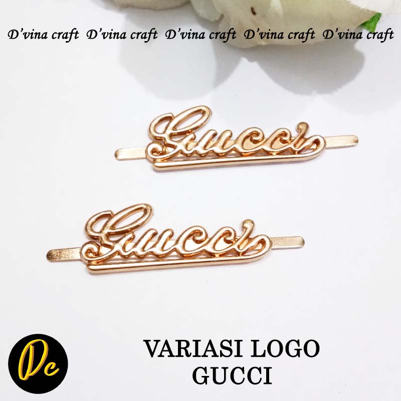 VARIASI / HIASAN TAS DAN DOMPET TULISAN GUCCI WARNA GOLD/EMAS