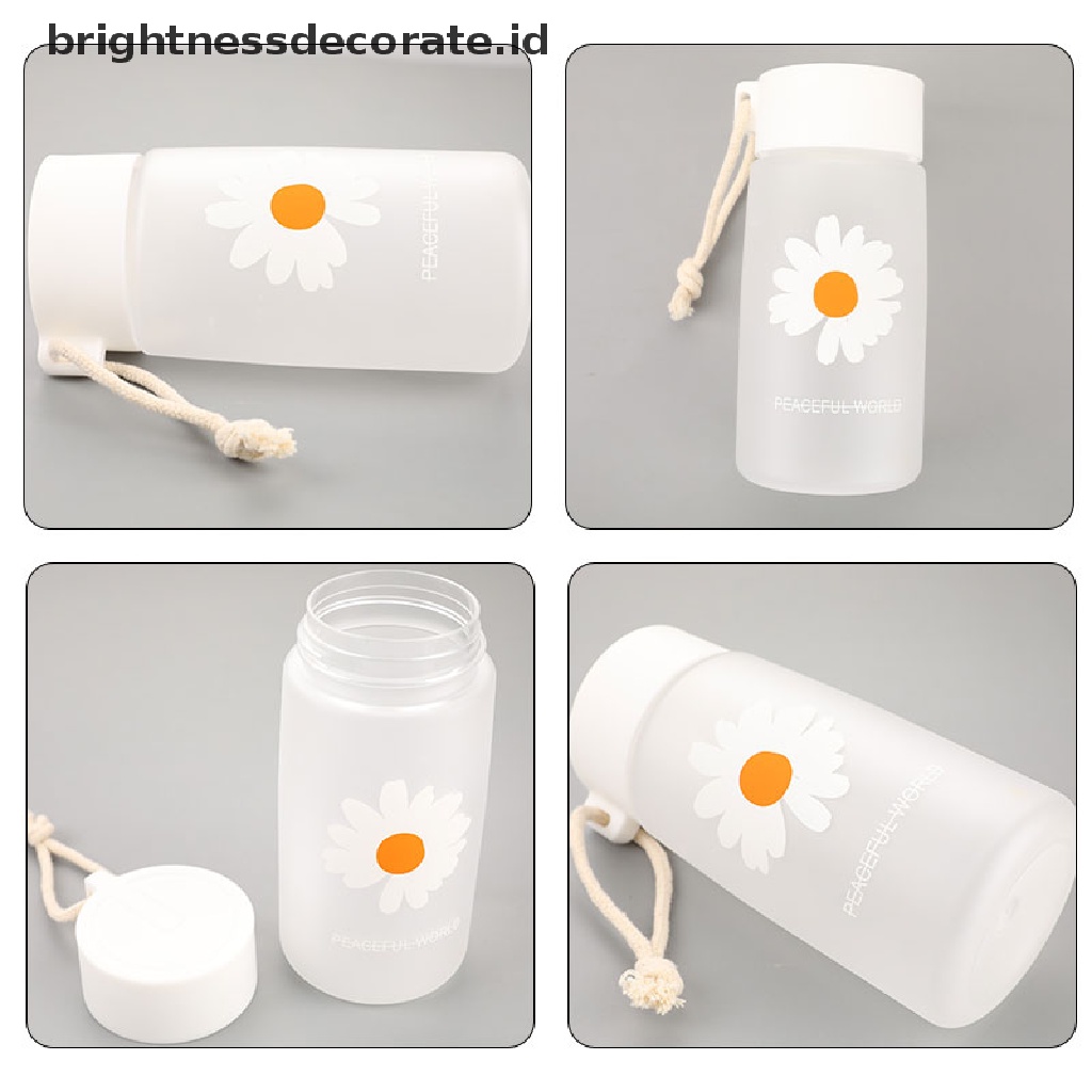 Botol Minum Plastik Transparan Portable 500ml Motif Bunga Daisy Untuk Travel