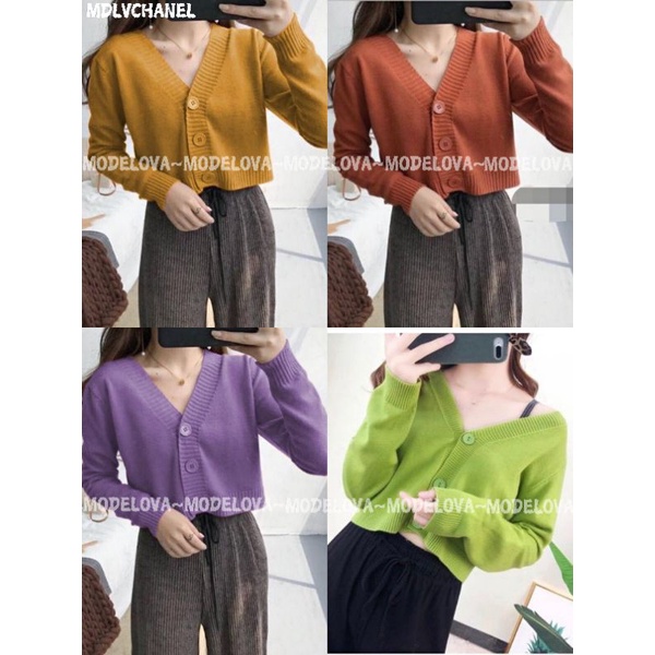 MDLV ~ BAJU RAJUT CROP CARDI CHANEL WOMEN KNIT CROP CARDIGAN CROP LENGAN PANJANG RAJUT CEWEK FASHION WANITA