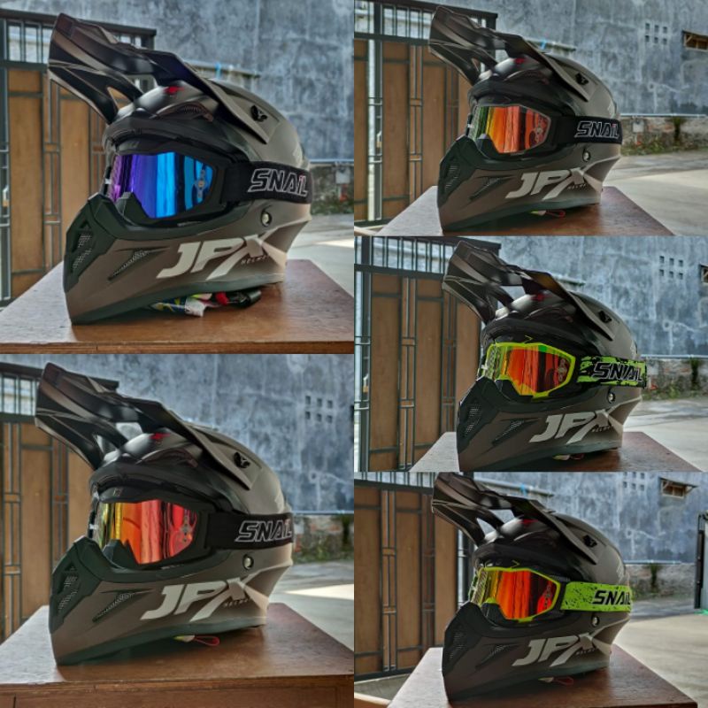 HELM JPX CROSS_SOLID -  GUNMETAL  DOFF/SILVER + GOOGLE SNAIL (ONGKIR 2 KG) HELM JPX TERBARU