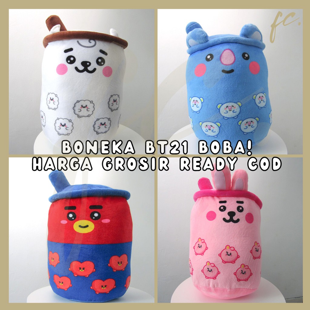 BONEKA / PLUSHIE 35 X 20 CM BOBA / BUBBLE TEA / BT21 / BTS BANGTAN BOYS LUCU HARGA GROSIR READY COD
