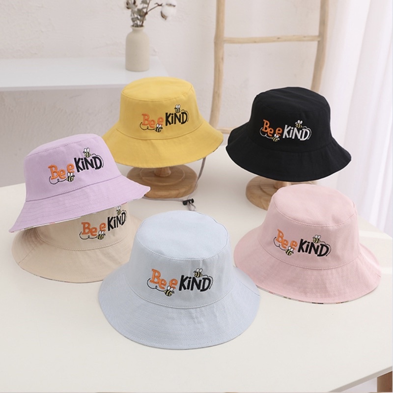 Topi Bucket Anak Laki Laki Perempuan  Lingkar 54 Bolak Balik Bee Kind Boy Girl