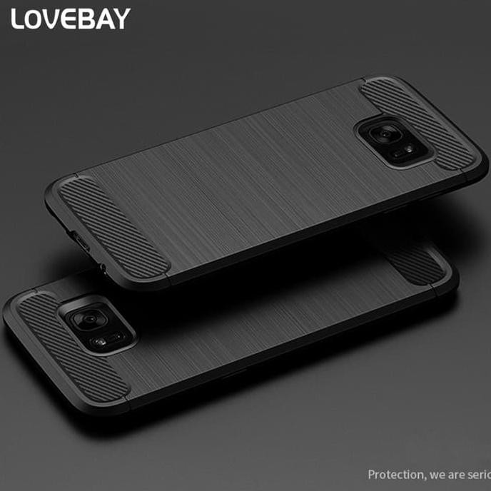 CHASING LOVEBAY CARBON FIBER SOFT CASE SAMSUNG GALAXY S6 EDGE S7 EDGE S8 PLUS - HITAMSERIKODE 163