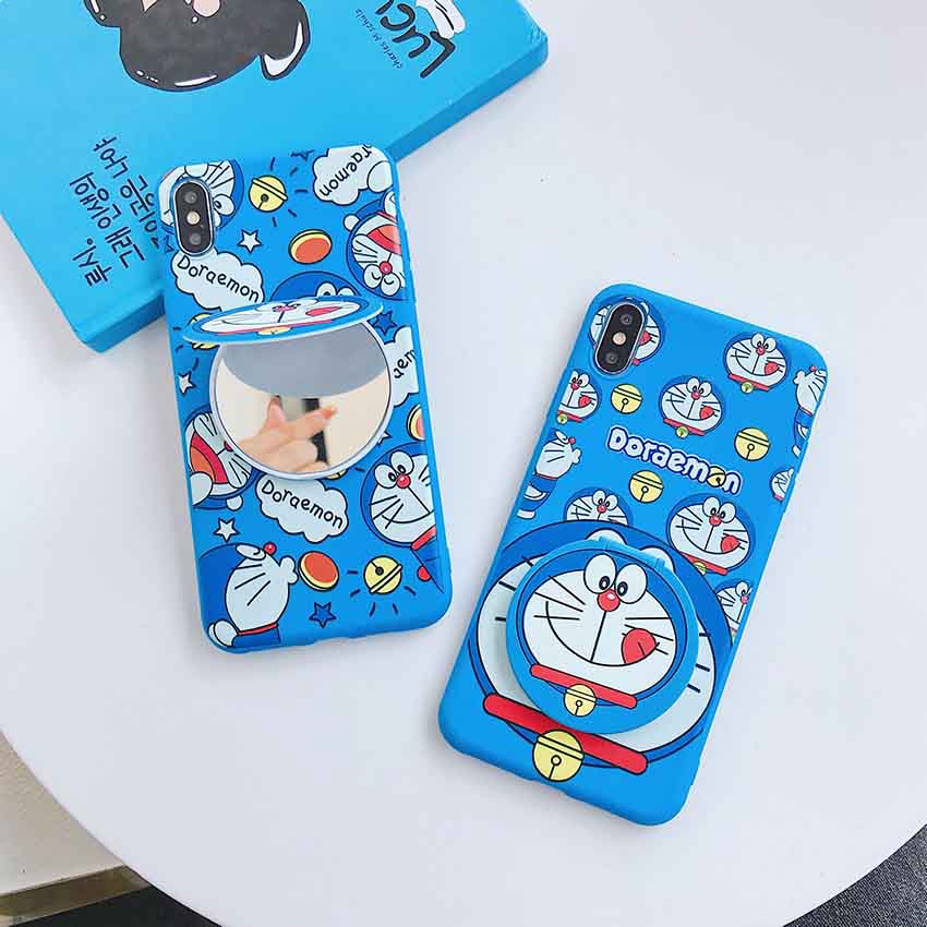 Soft Case Motif Doraemon Dengan Kaca Untuk Oppo Reno4 F A15 A53 A92 A31 Vivo Y20 Y20s Y12s Y11