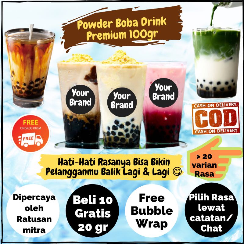 

Bubuk Minuman Rasa Es Boba Drink Premium Kekinian (tanpa gula) 100gr