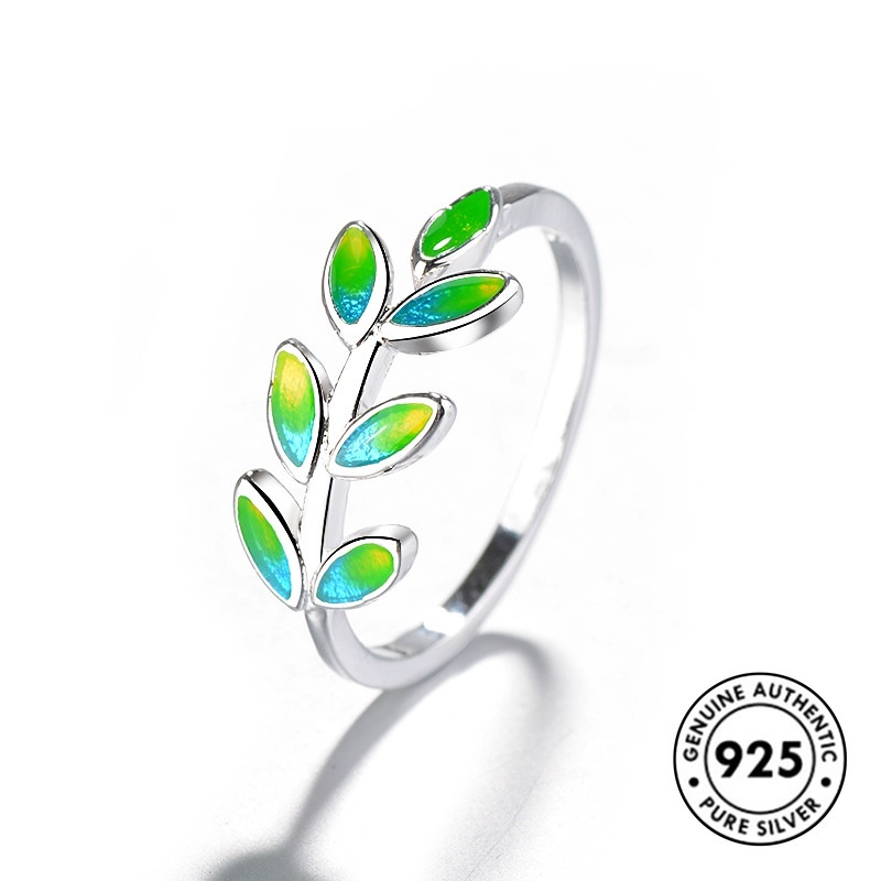 Cincin Desain Cabang Zaitun Kecil Bahan S925 Silver