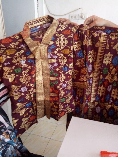 Sarimbit Couple Pasangan Batik Rok N Blus  Span Panjang Wanita Santika Prodo Maron