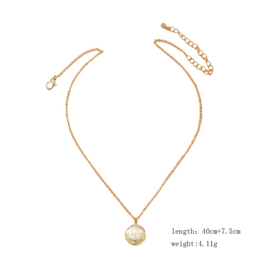 LRC Kalung Fashion Golden Round Embossed Alloy P60491