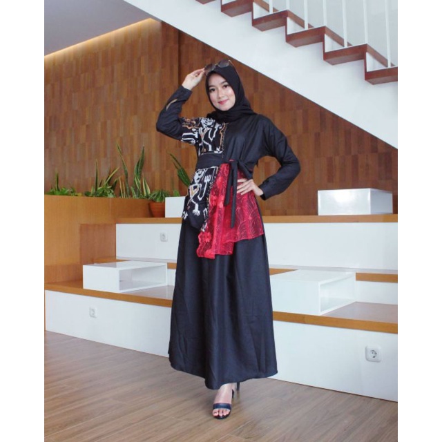 ATASAN WANITA GAMIS TILE MIX TOYOBO MOTIF ETNIK TRIBAL VIRAL MODERN DRESS LONGDRESS MUSLIMAH TERMURA