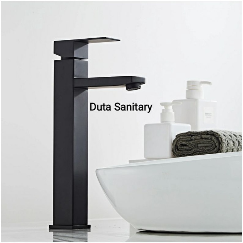 Kran Wastafel Kotak Hitam 30cm Panas Dingin/ Kran Wastafel Hitam Panas Dingin Kotak/ Kran Wastafel