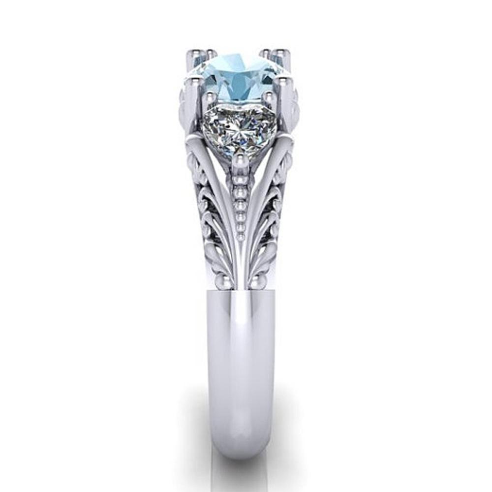 Lily Aquamarine Cincin Potongan Bulat Tunangan Wanita Sterling Silver