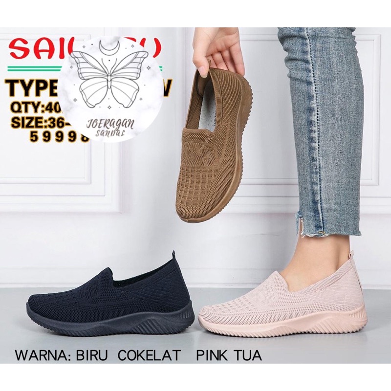 Sepatu Rajut wanita model terbaru (K) Sol Warna