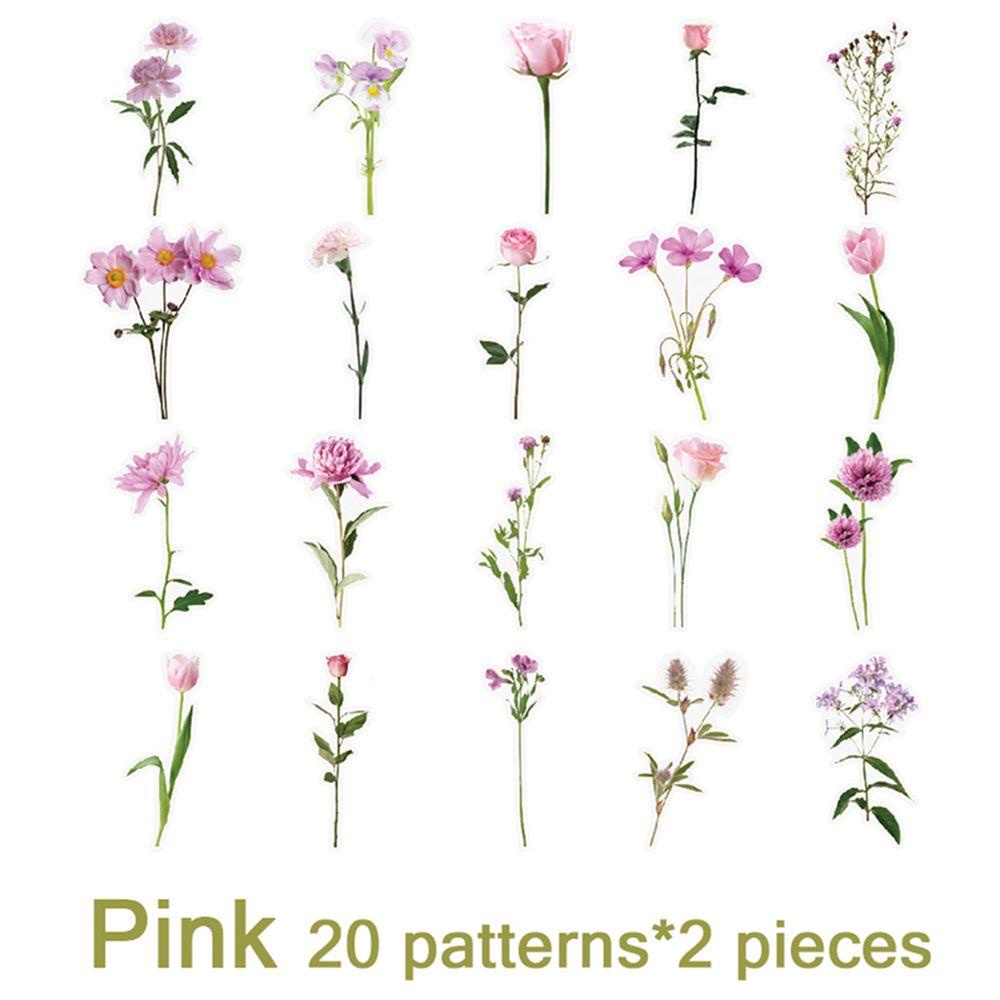 Lanfy Stiker Bunga 40 Pcs Tahan Air Transparan Perlengkapan Jurnal Aesthetic Flowers Stationery Botanical Stickers