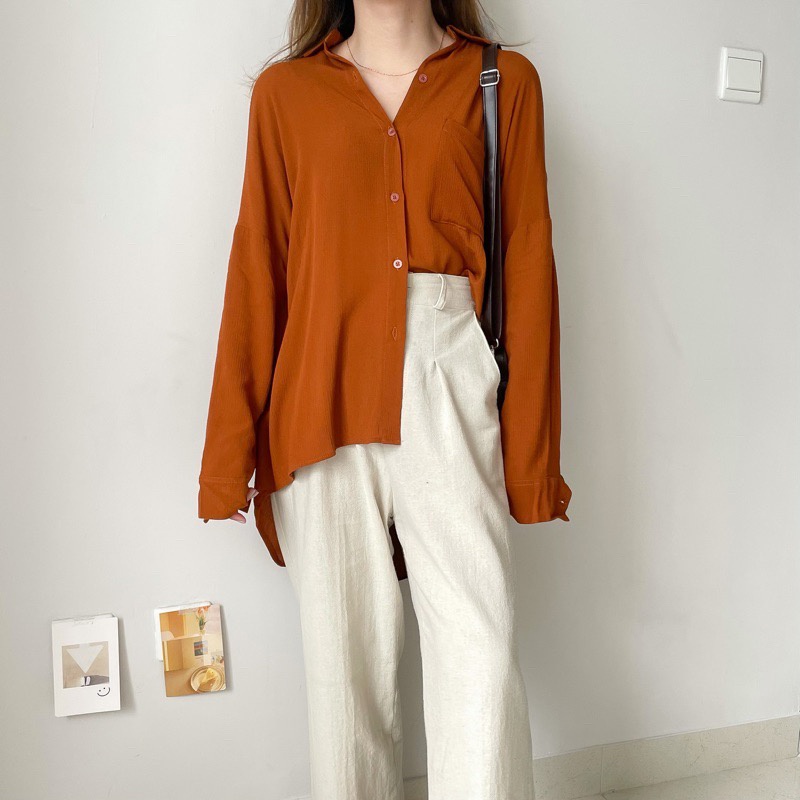 BEFAST - ZEC OOTD Wanita Kemeja DHIAN / Jolene XXL Oversize Pocket Shirt / Pakaian Kemeja Kerja / Atasan Lengan Panjang / Kemeja Polos Formal / Kem Casual Kekiniaan / Terlaris / Termurah