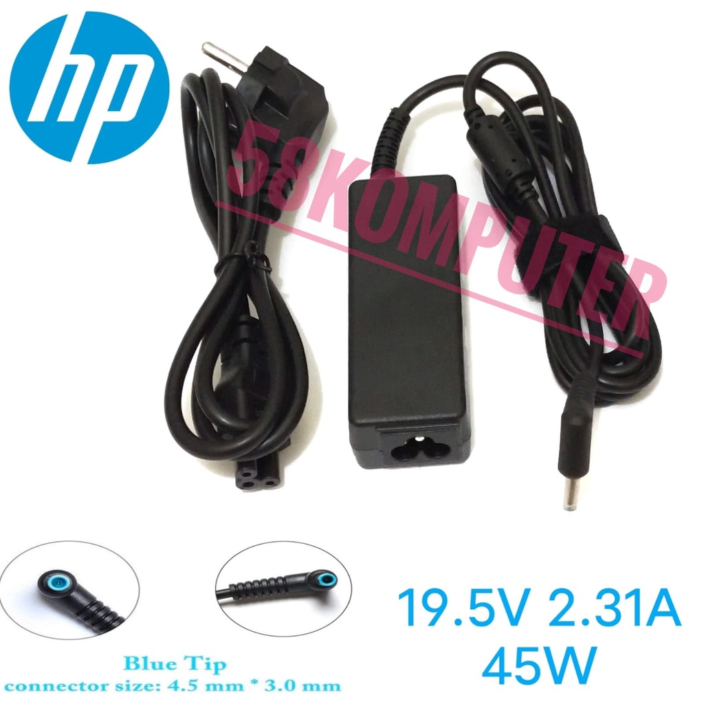 Charger adapter laptop HP 14 15 Notebook Charger 14-cf0014dx 14-cf0013dx 14-df0018wm 14-df0023cl 14-dk0002dx 14-dk0022wm 15-db0011dx 15-db0015dx 15-f039wm 15-f233wm 15-r132wm 19.5V 2.31A 45W 4.5.3.0