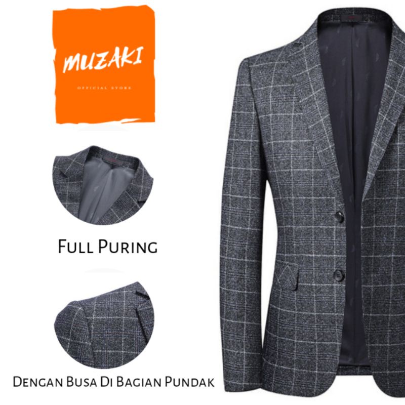 Blazer Kotak Kotak Pria