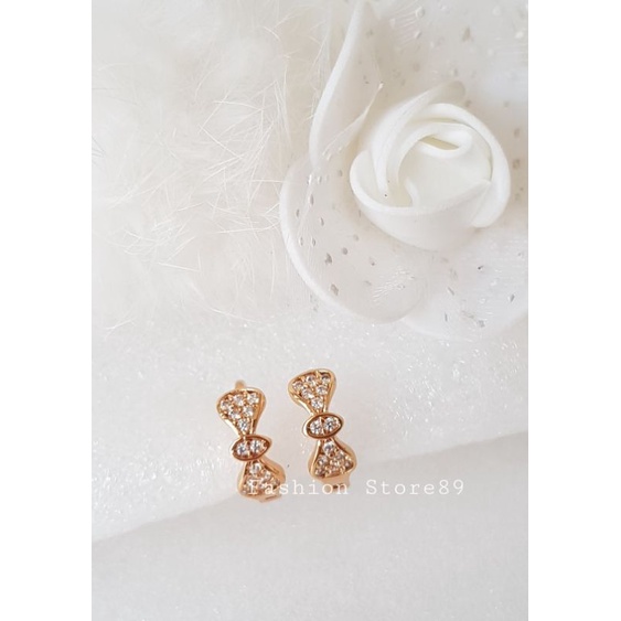 Anting Jepit Model Pita Unik dan elegant full permata perhiasan xuping lapis emas 18k