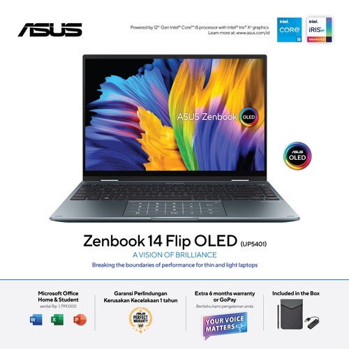ASUS ZENBOOK FLIP UP5401ZA - i5-12500H - 8GB - 512GB SSD - 14&quot;2.8K OLED TOUCH - W11 - OFFICE HOME STUDENT