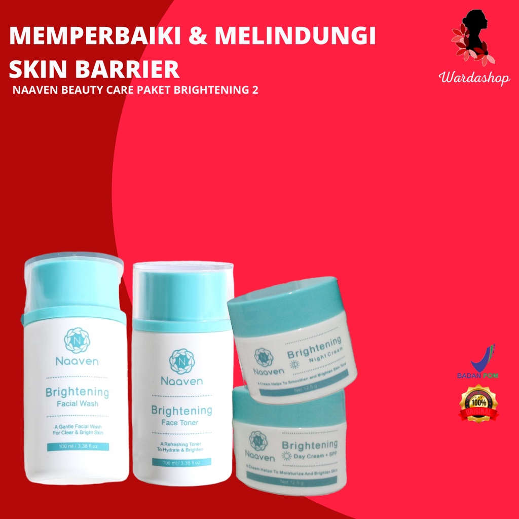 Paket Skincare Brightening 2 Naaven Beauty Pemutih Pencerah Pelembab Wajah Perawatan Kecantikan Term