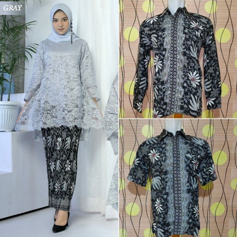 IndahKebaya | COUPLE KEBAYA JUMBO SAMPAI LD 130CM / KEMEJA BATIK CASUAL PRIA / KEBAYA RINJANI BROKAT