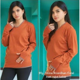 VIONA - QIYA SWEATER - VNECK BOXY RAJUT SWEATER-CORAL