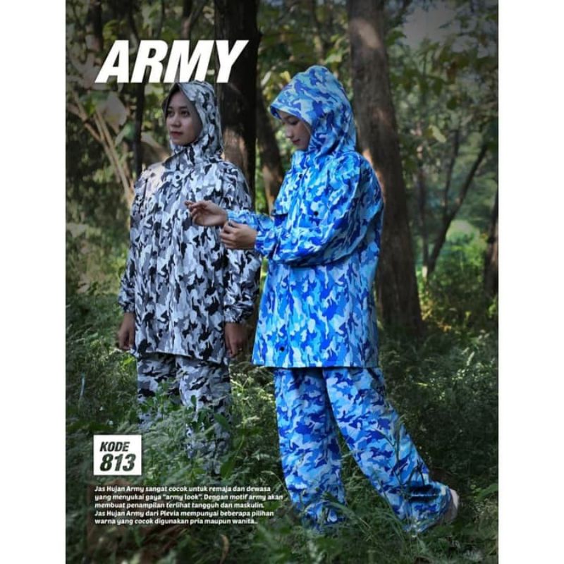 Jas Hujan Jaket Celana Army 813 Plevia Mantel Mantol Pria Wanita Baju Celana