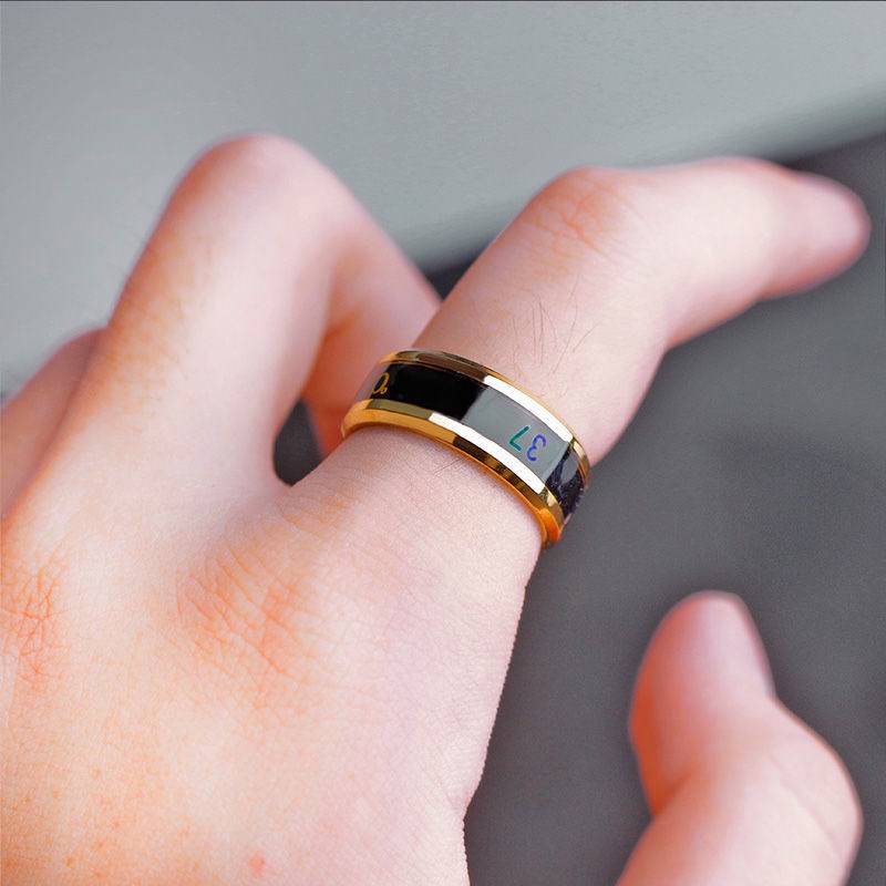 Fashion Simple  Temperature Ring / Unisex Mood Emotion  Feeling Rings / Popular Sliver Gold Black Titanium Steel Finger Ring