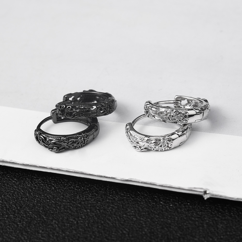 Anting Stud Gesper Telinga Pixiu Gaya Punk Hip-Hop China Feng Shui Good Luck Untuk Pria Dan Wanita