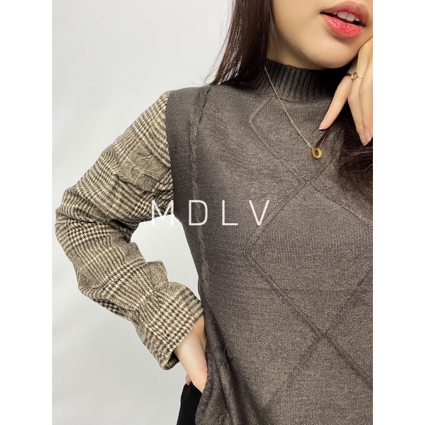 MDLV ~ 0459 MADELINE KNIT TOP // ATASAN LENGAN PANJANG RAJUT COMBI IMPORT CEWEK // FASHION IMPORT