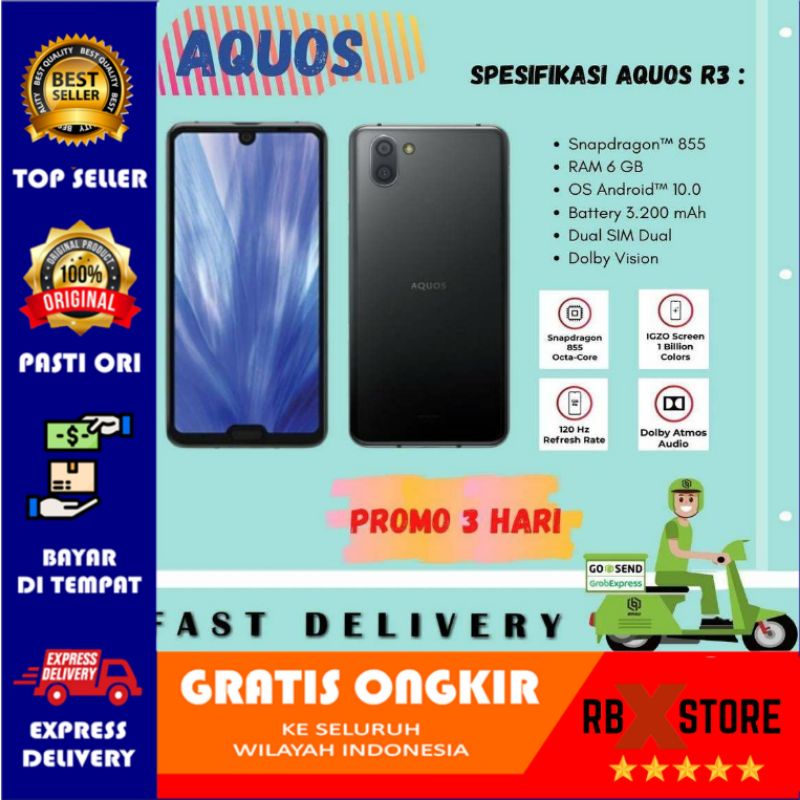HP GAMING SHARP AQUOS R3 SHV44 AU RAM 6/128GB Snapdragon 855 All Operator Jaringan Aman